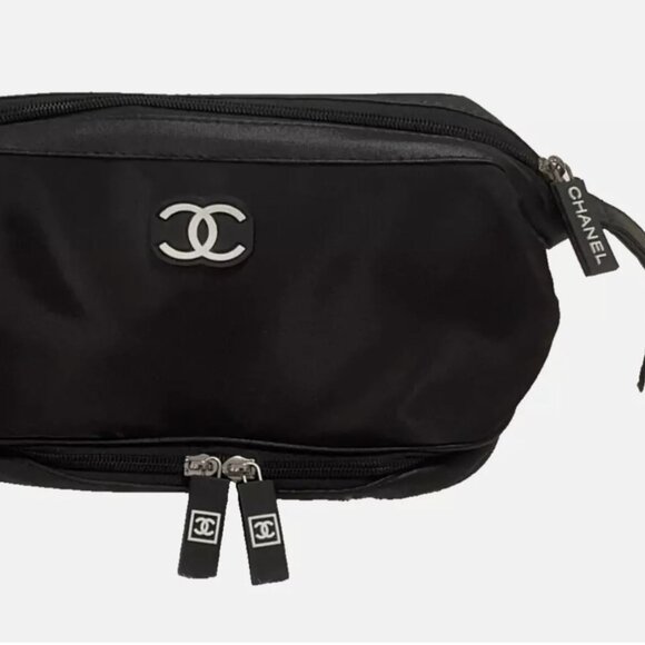 Brand New Chanel Black Nylon Large Makeup Bag/Pouch/Clutch with Wrist St… - Picture 6 of 11